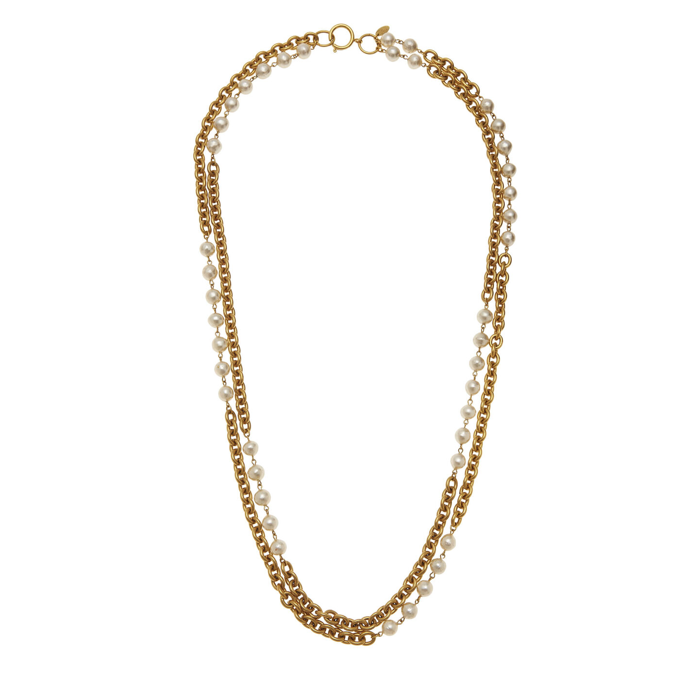 chanel gold and pearl layered necklace